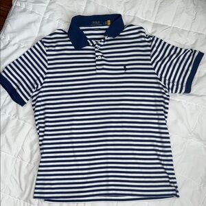 Ralph Lauren Navy and White Striped Polo Shirt